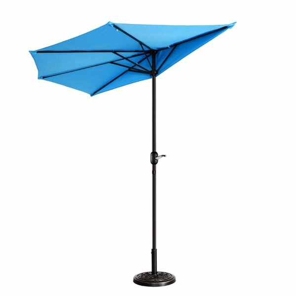 Claustro 9 ft. Outdoor Patio Half Umbrella with 5 Ribs - Blue CL3235007